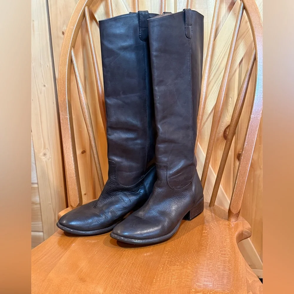 Donald J Pliner Soft Brown Luxury Leather Knee-High Riding Boots ladies 8.5 - Picture 7 of 16